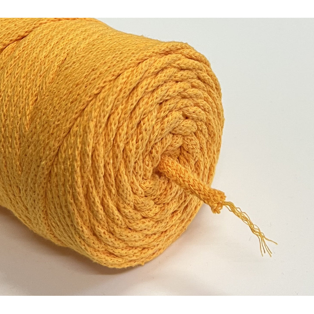 ColiNea, cordino in cotone con anima in cotone, intrecciato, 5mm, 100m, giallo scuro