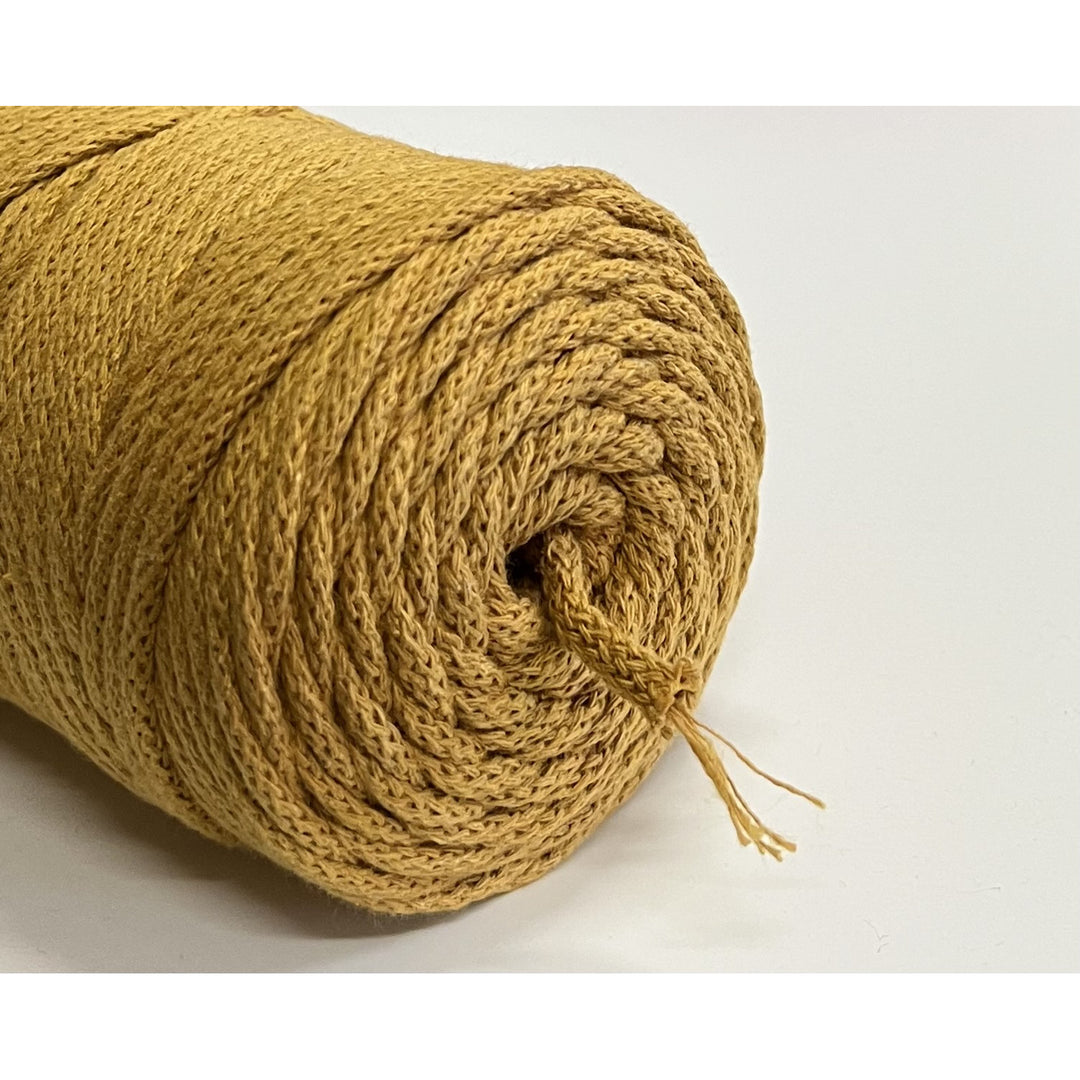 ColiNea, cordoncino in cotone con anima in cotone, intrecciato, 5mm, 100m, senape