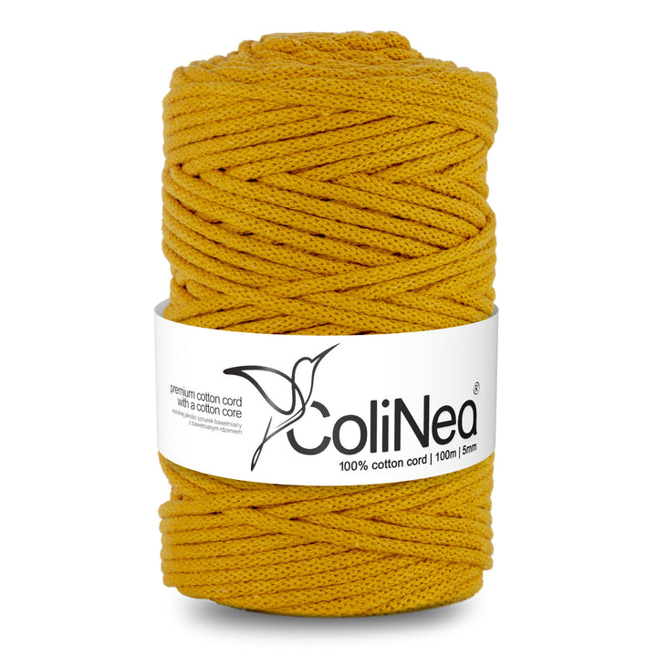 ColiNea, cordoncino in cotone con anima in cotone, intrecciato, 5mm, 100m, senape