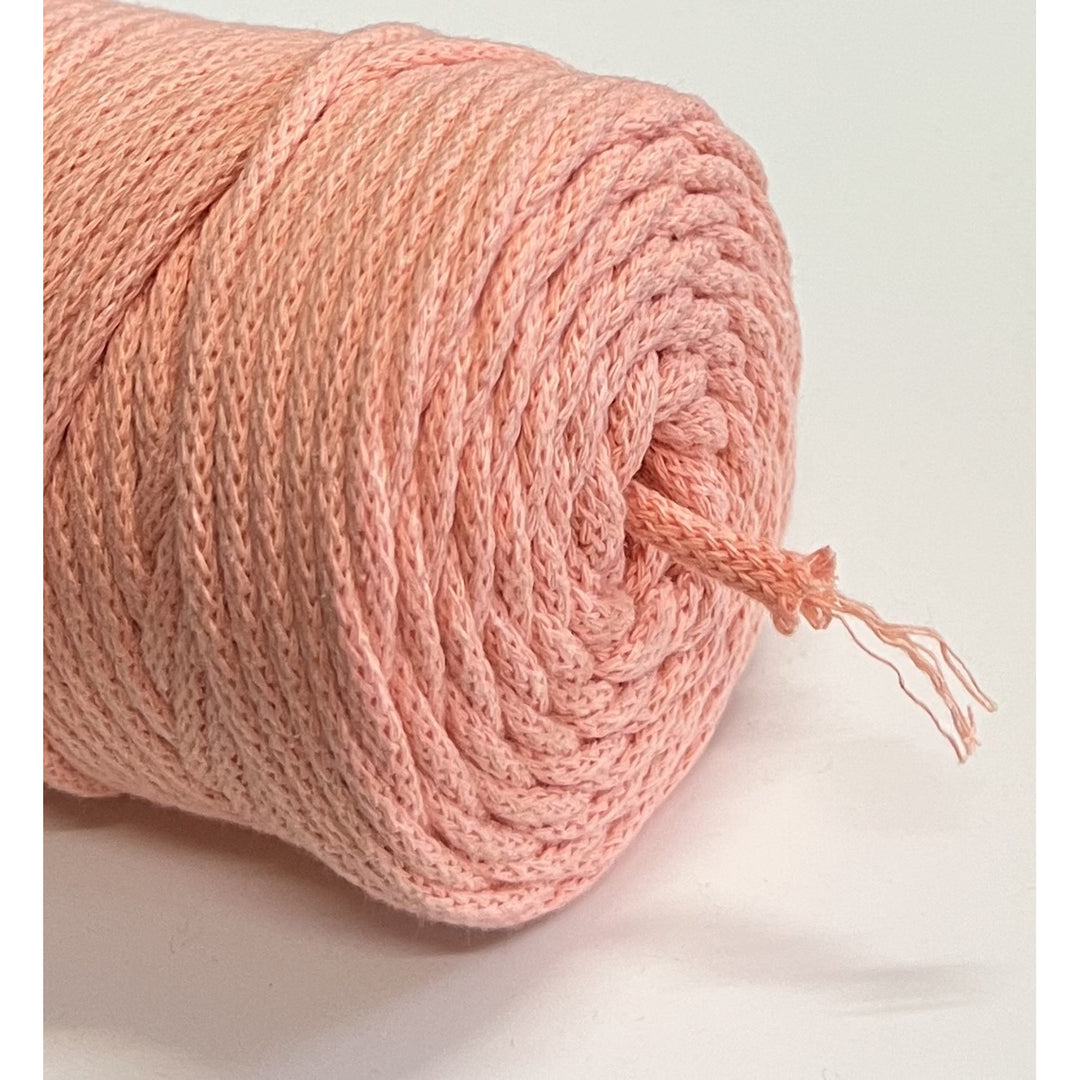 ColiNea, cordoncino in cotone con anima in cotone, intrecciato, 5mm, 100m, salmone