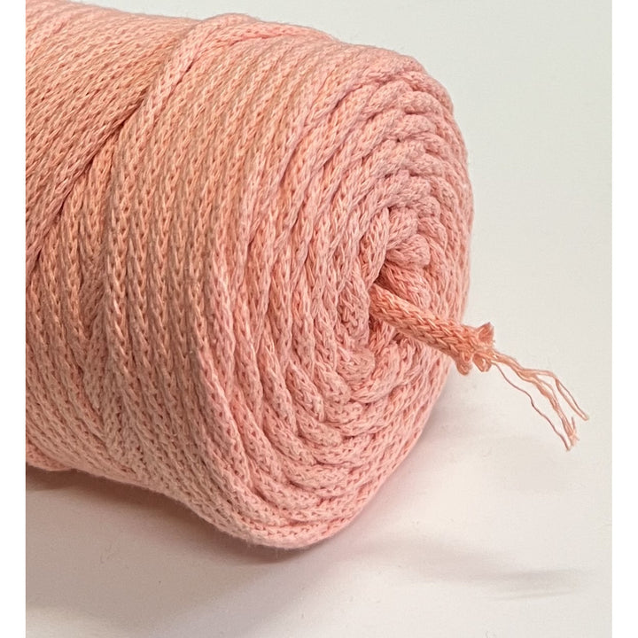 ColiNea, cordoncino in cotone con anima in cotone, intrecciato, 5mm, 100m, salmone