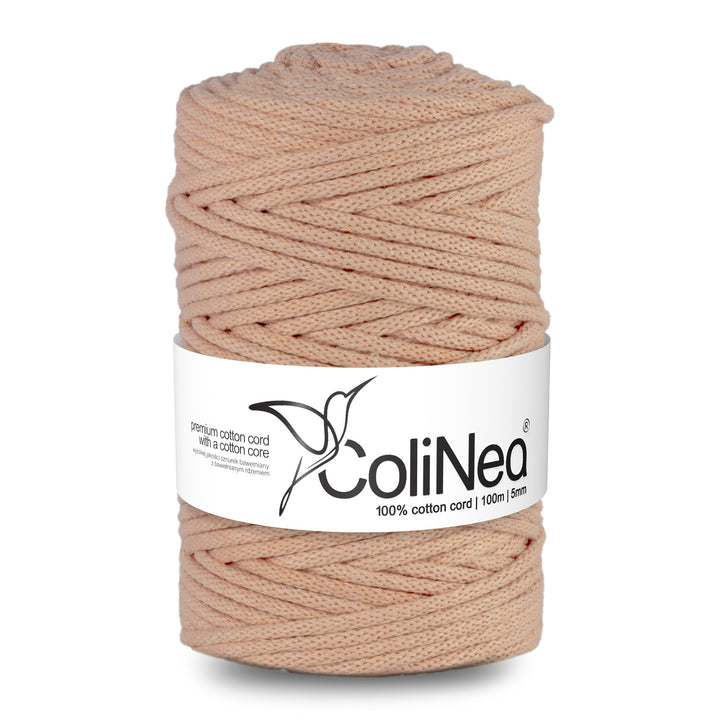 ColiNea, cordoncino in cotone con anima in cotone, intrecciato, 5mm, 100m, salmone