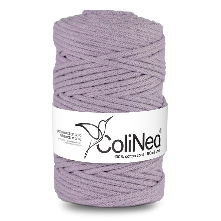 ColiNea, cordoncino in cotone con anima in cotone, intrecciato, 5mm, 100m, lilla