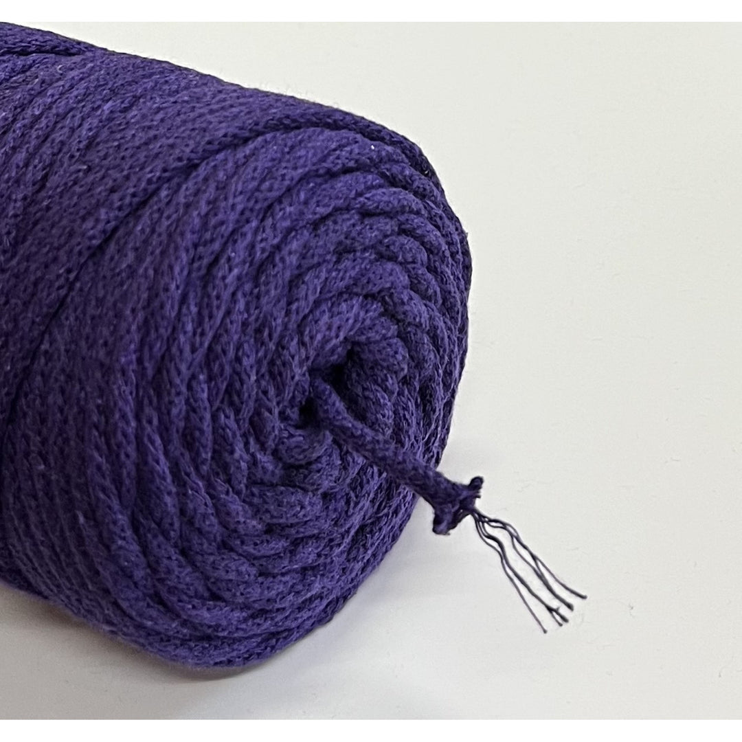 ColiNea, cordoncino in cotone con anima in cotone, intrecciato, 5mm, 100m, viola