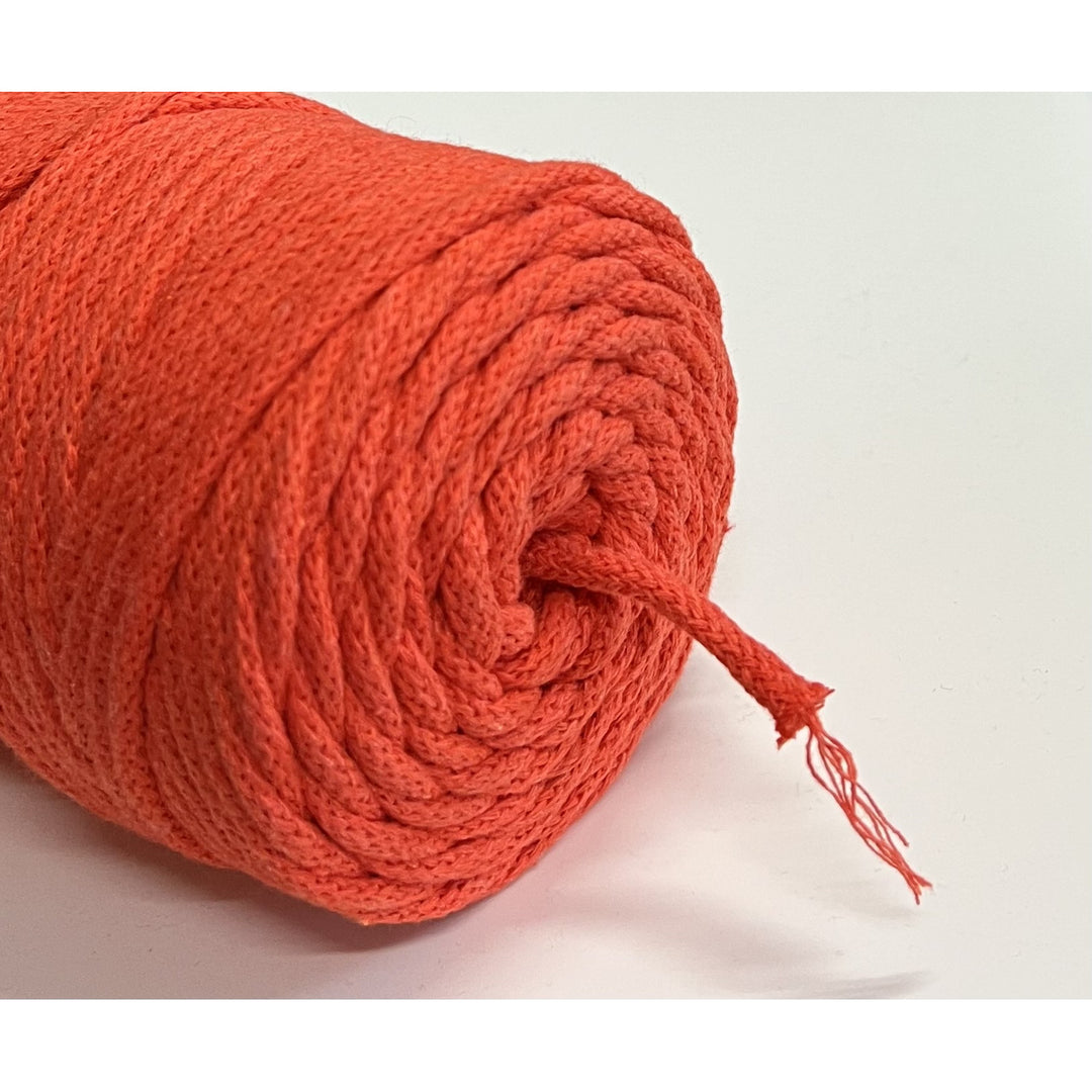 ColiNea, cordino in cotone con anima in cotone, intrecciato, 5mm, 100m, arancione