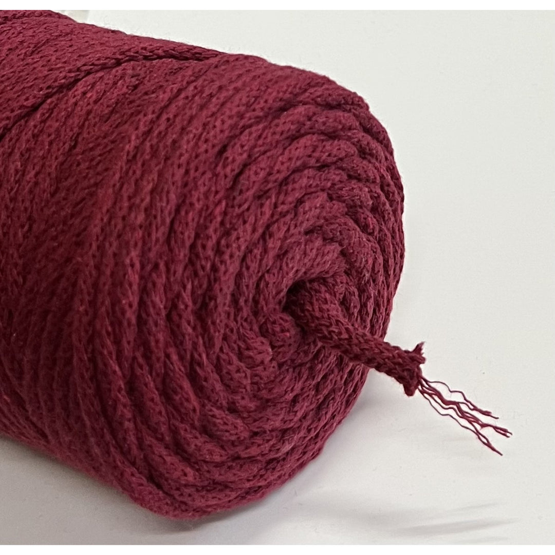 ColiNea, cordoncino in cotone con anima in cotone, intrecciato, 5mm, 100m, bordeaux