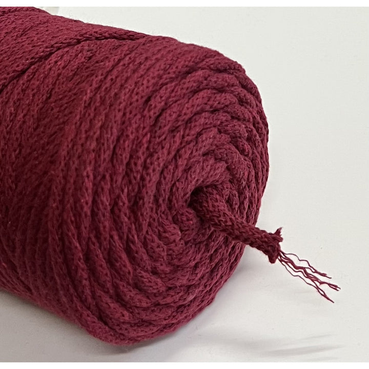 ColiNea, cordoncino in cotone con anima in cotone, intrecciato, 5mm, 100m, bordeaux