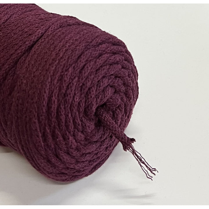 ColiNea, cordoncino in cotone con anima in cotone, intrecciato, 5mm, 100m, bordeaux