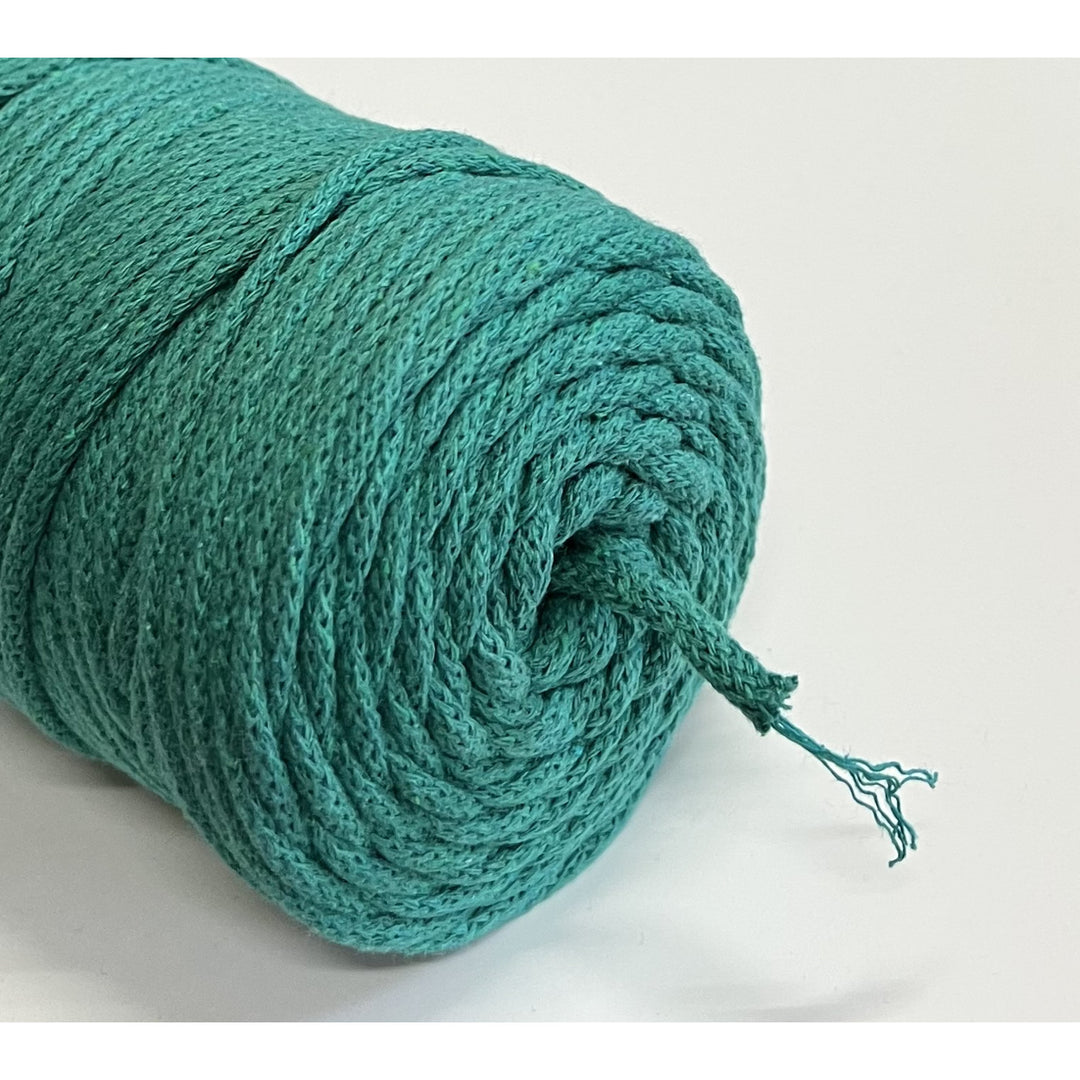 ColiNea, cordoncino in cotone con anima in cotone, intrecciato, 5mm, 100m, Turchese