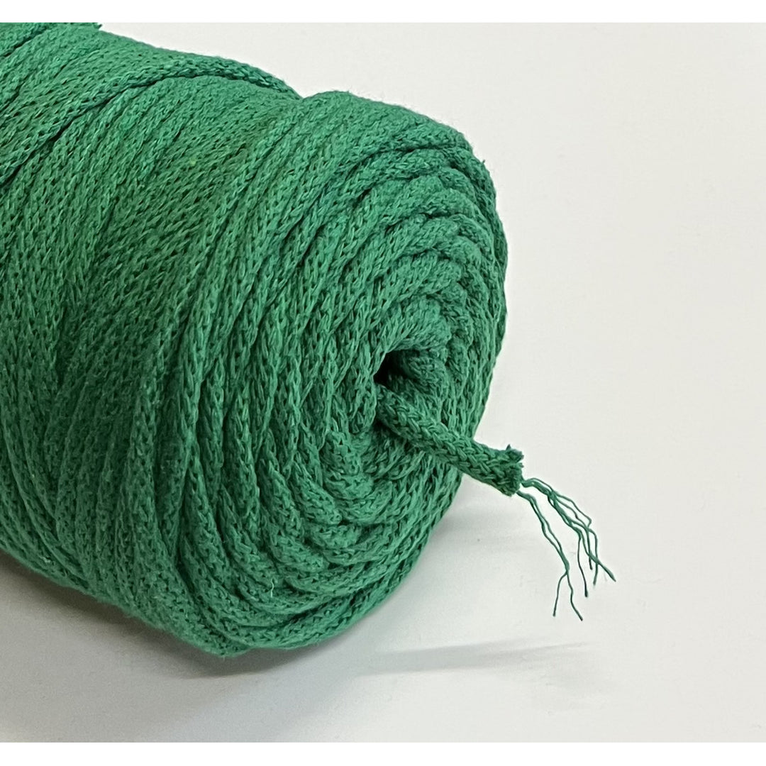 ColiNea, cordino in cotone con anima in cotone, intrecciato, 5 mm, 100 m, verde