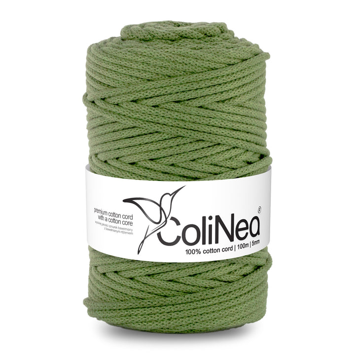 ColiNea, cordoncino in cotone con anima in cotone, intrecciato, 5mm, 100m, pistacchio