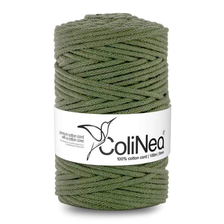 ColiNea, Cordone in cotone con anima in cotone, intrecciato, 5mm, 100m, kaki