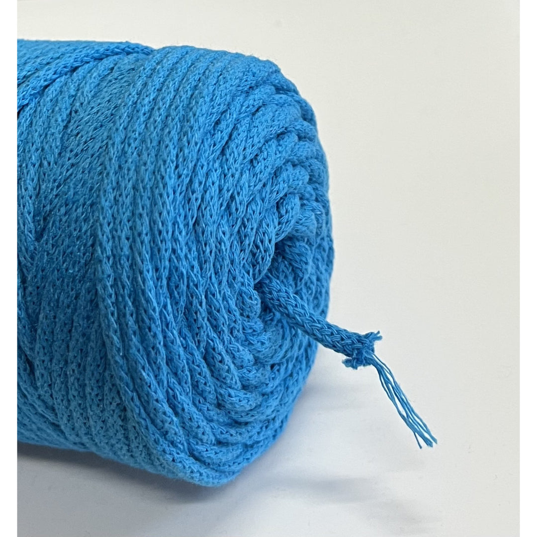 ColiNea, cordino in cotone con anima in cotone, intrecciato, 5mm, 100m, blu