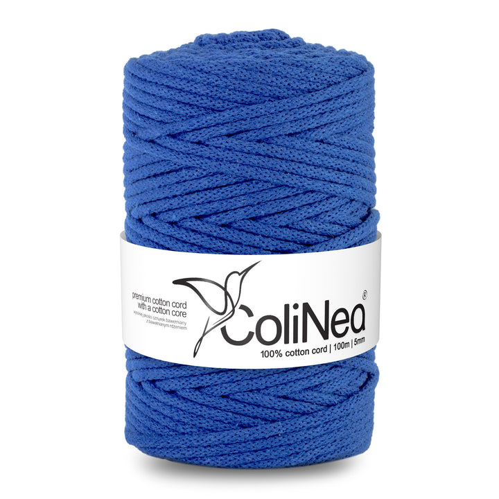 ColiNea, cordoncino in cotone con anima in cotone, intrecciato, 5mm, 100m, blu scuro