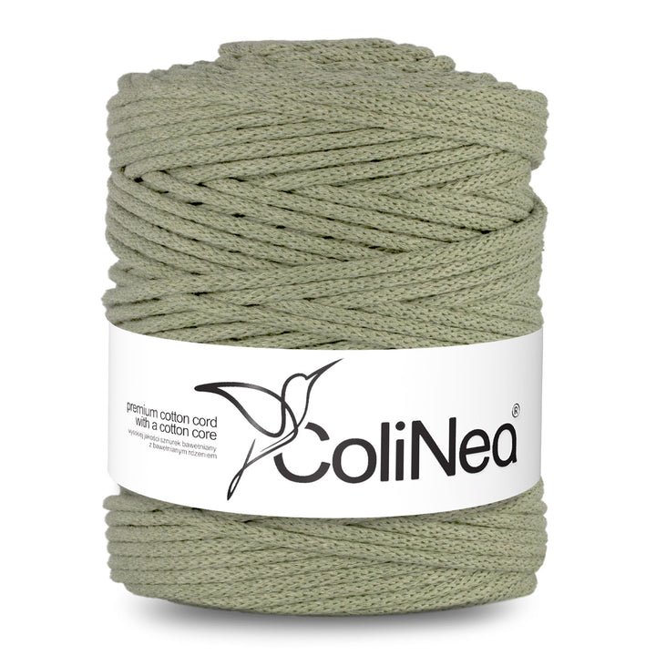 ColiNea, cordino in cotone con anima in cotone, intrecciato, 5mm, 200m, verde oliva