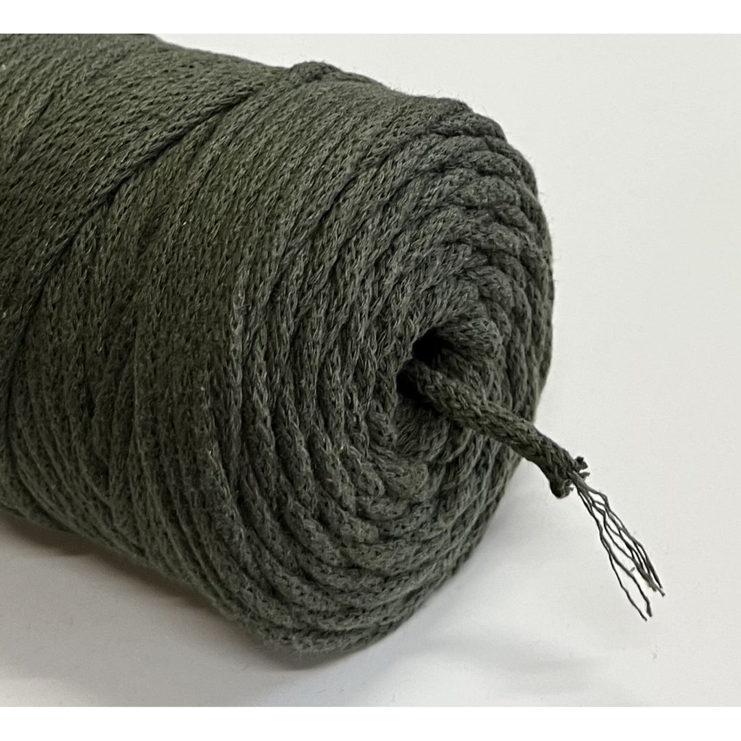 ColiNea, cordino in cotone con anima in cotone, intrecciato, 5mm, 200m, khaki