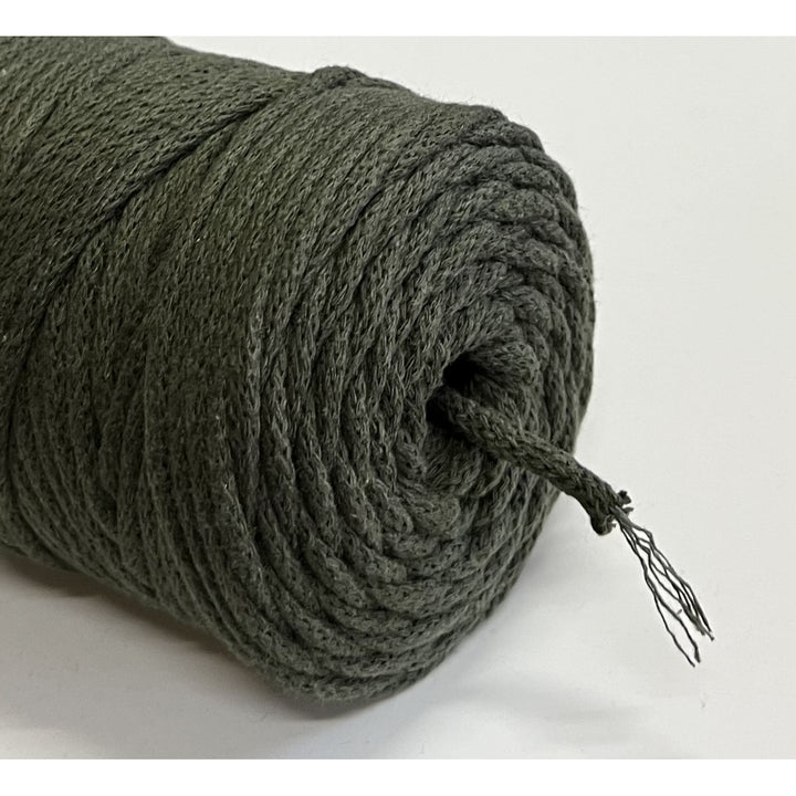 ColiNea, cordino in cotone con anima in cotone, intrecciato, 5mm, 200m, khaki