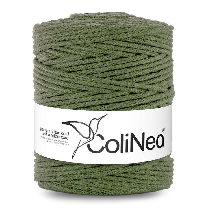 ColiNea, cordino in cotone con anima in cotone, intrecciato, 5mm, 200m, khaki