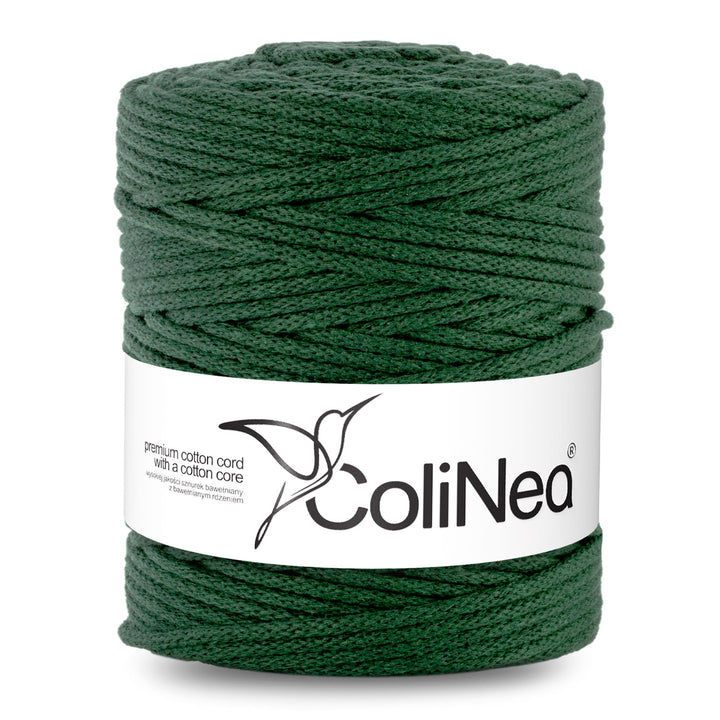 ColiNea, cordino in cotone con anima in cotone, intrecciato, 5mm, 200m, verde bottiglia
