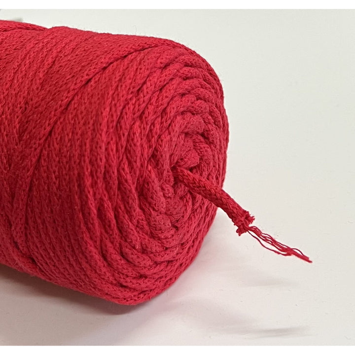 ColiNea, cordino in cotone con anima in cotone, intrecciato, 3 mm, 100 m, rosso