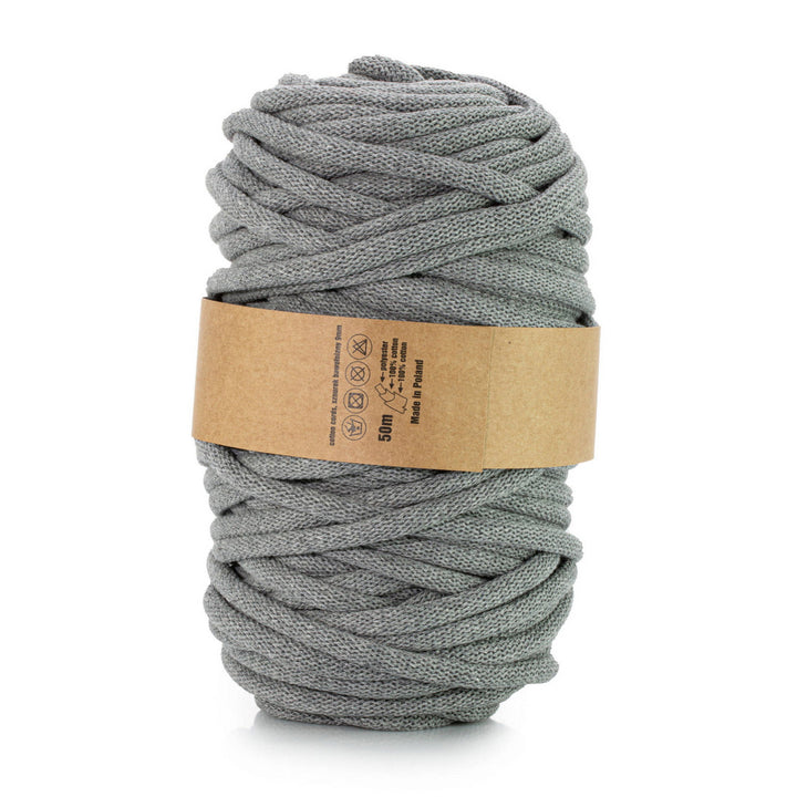 WAS, cordino in cotone con anima in poliestere, intrecciato, 9 mm, 50 m, grigio scuro