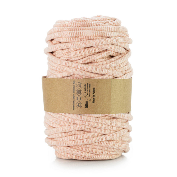 WAS, cordino in cotone con anima in poliestere, intrecciato, 9 mm, 50 m, salmone