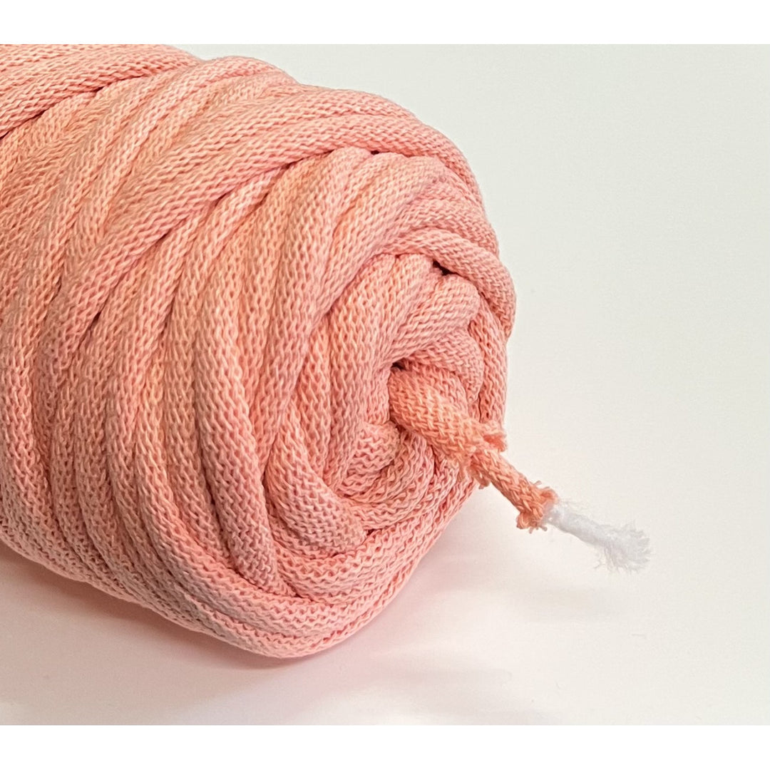 WAS, cordino in cotone con anima in poliestere, intrecciato, 9 mm, 50 m, salmone