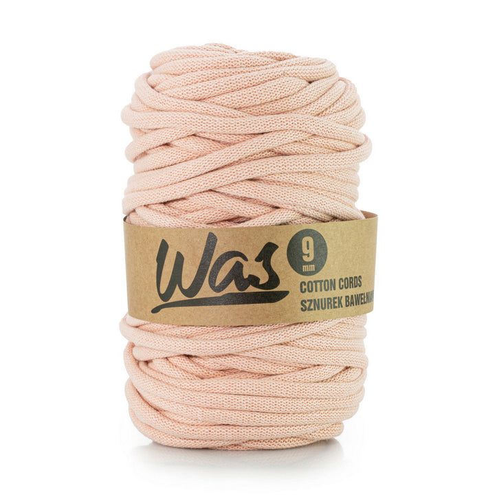 WAS, cordino in cotone con anima in poliestere, intrecciato, 9 mm, 50 m, salmone