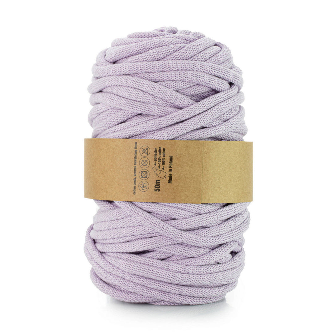 WAS, cordino in cotone con anima in poliestere, intrecciato, 9 mm, 50 m, lilla