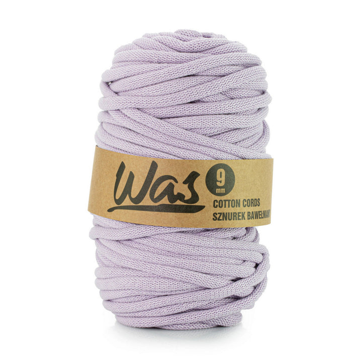 WAS, cordino in cotone con anima in poliestere, intrecciato, 9 mm, 50 m, lilla