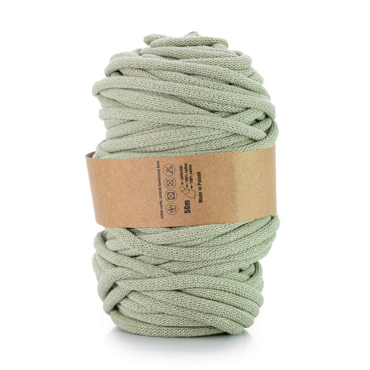 WAS, cordino in cotone con anima in poliestere, intrecciato, 9 mm, 50 m, verde oliva