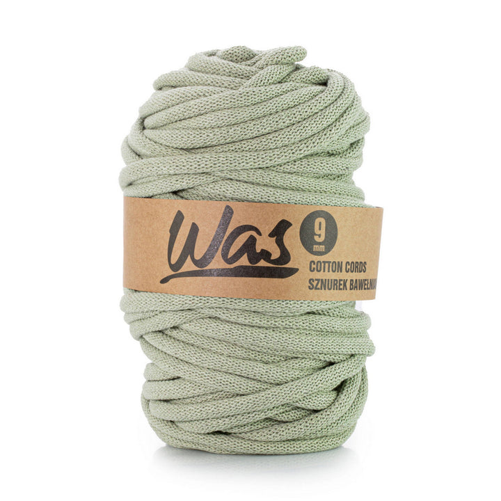 WAS, cordino in cotone con anima in poliestere, intrecciato, 9 mm, 50 m, verde oliva