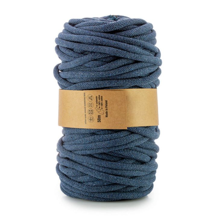 WAS, cordino in cotone con anima in poliestere, intrecciato, 9 mm, 50 m, denim chiaro