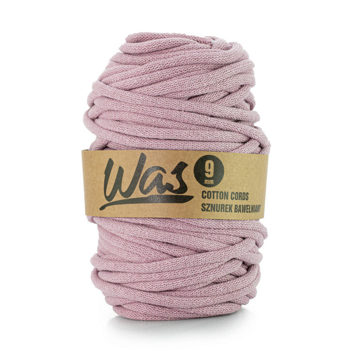 WAS, cordino in cotone con anima in poliestere, intrecciato, 9 mm, 50 m, rosa sporco