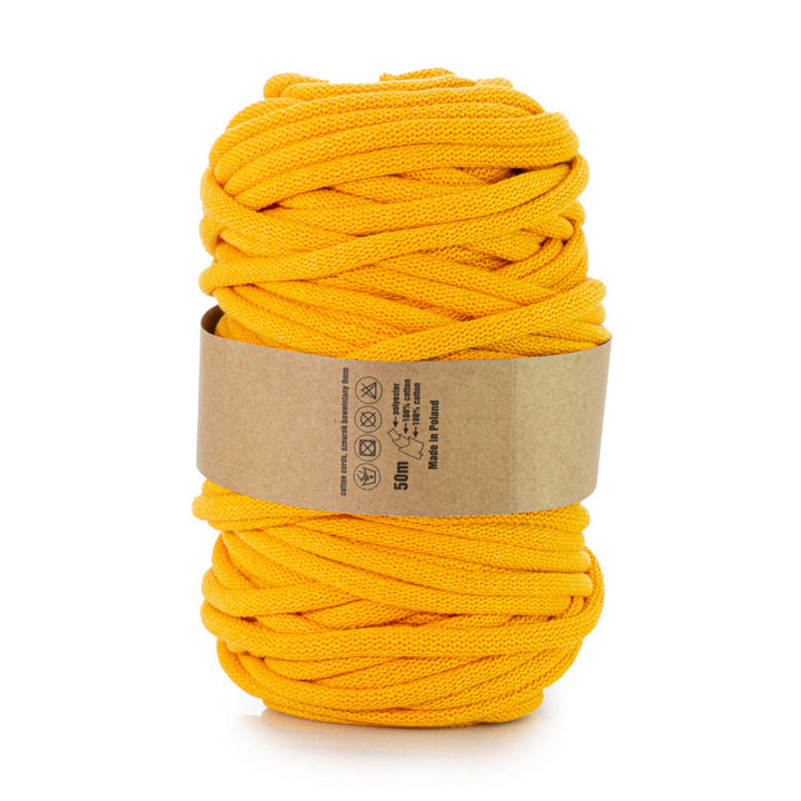 WAS, cordino in cotone con anima in poliestere, intrecciato, 9 mm, 50 m, giallo scuro