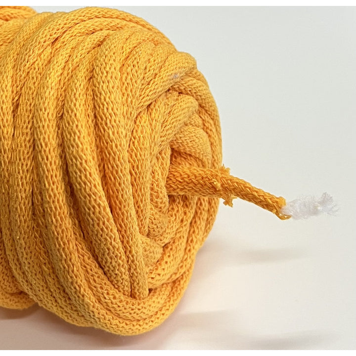 WAS, cordino in cotone con anima in poliestere, intrecciato, 9 mm, 50 m, giallo scuro