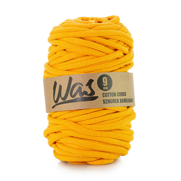 WAS, cordino in cotone con anima in poliestere, intrecciato, 9 mm, 50 m, giallo scuro