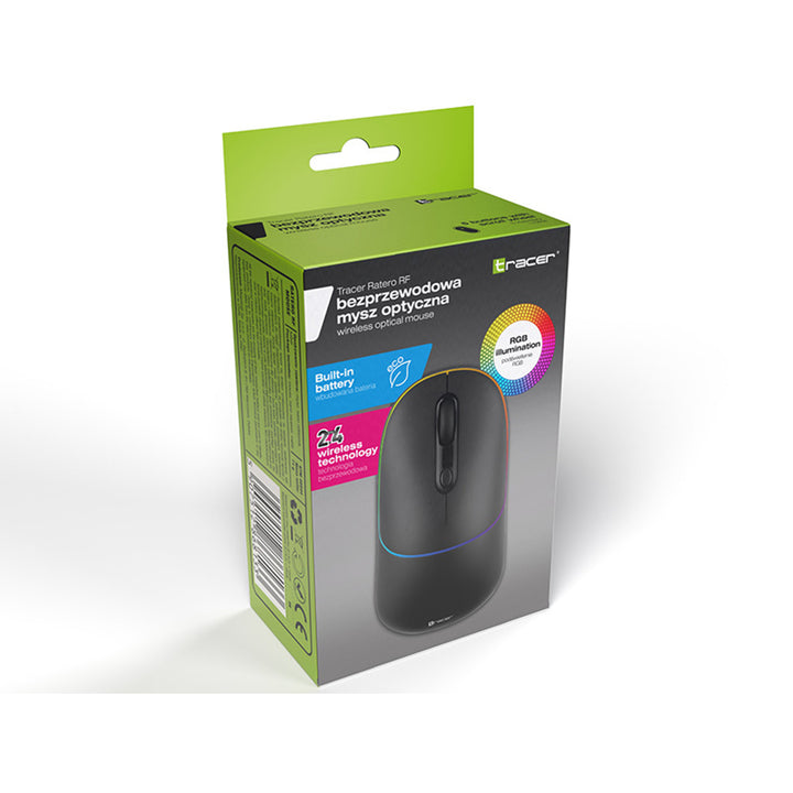Mouse senza fili Tracer, batteria ricaricabile da 650 mAh, retroilluminazione RGB, Ratero