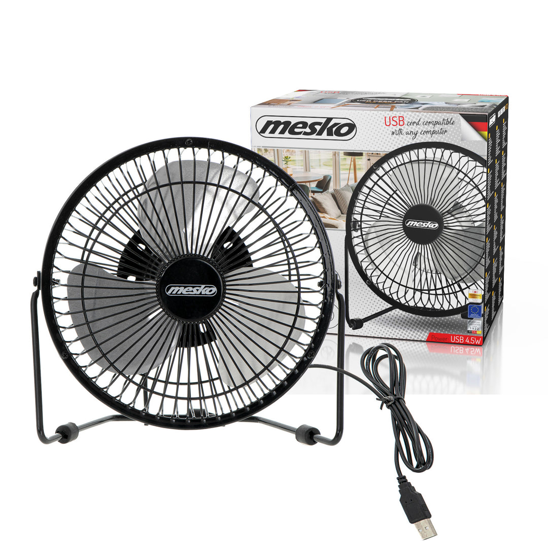 Ventilatore da scrivania Mesko, diametro 15 cm, alimentazione USB, oscillazione verticale, MS 7322