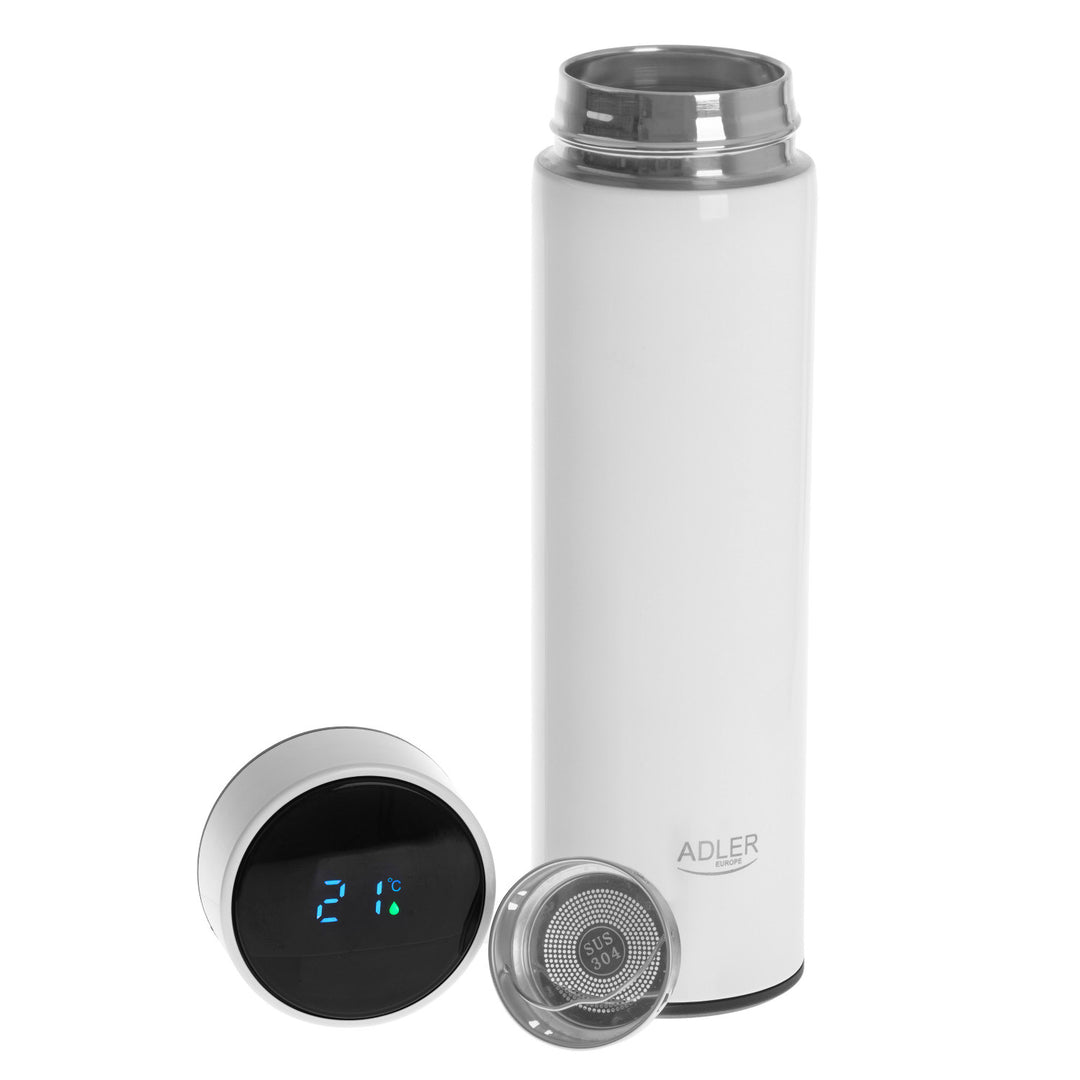 Thermos Adler, display touchscreen LED, capacità 473 ml, colore bianco, AD 4506