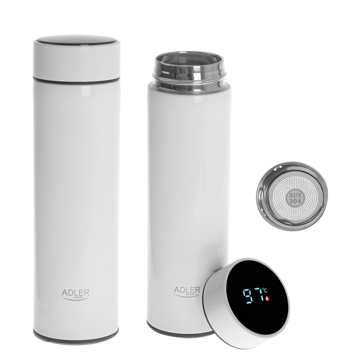 Thermos Adler, display touchscreen LED, capacità 473 ml, colore bianco, AD 4506