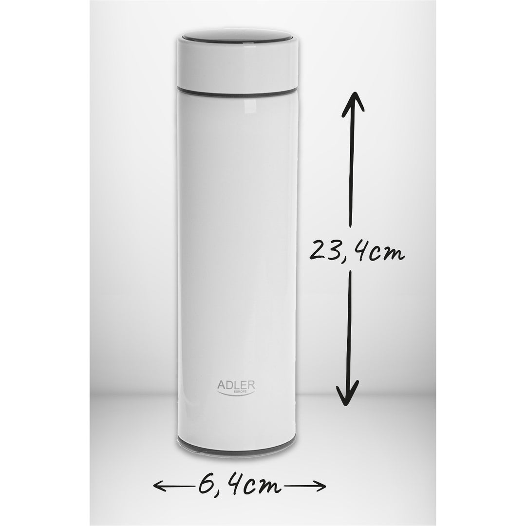 Thermos Adler, display touchscreen LED, capacità 473 ml, colore bianco, AD 4506