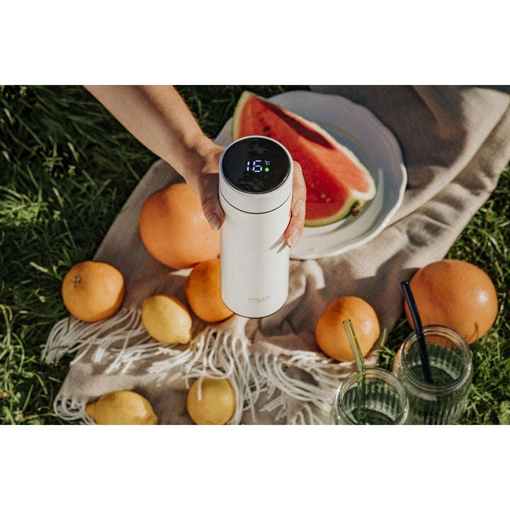 Thermos Adler, display touchscreen LED, capacità 473 ml, colore bianco, AD 4506