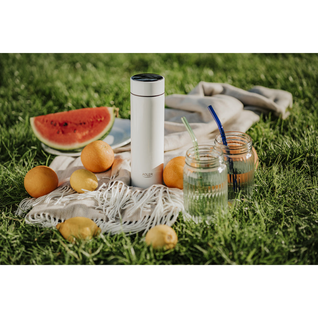 Thermos Adler, display touchscreen LED, capacità 473 ml, colore bianco, AD 4506