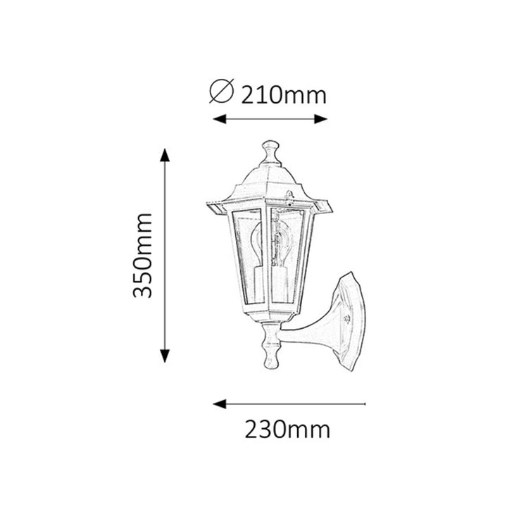 Lampada da parete Rabalux, da esterno, IP43, E27, max 60W, bianco, Velence