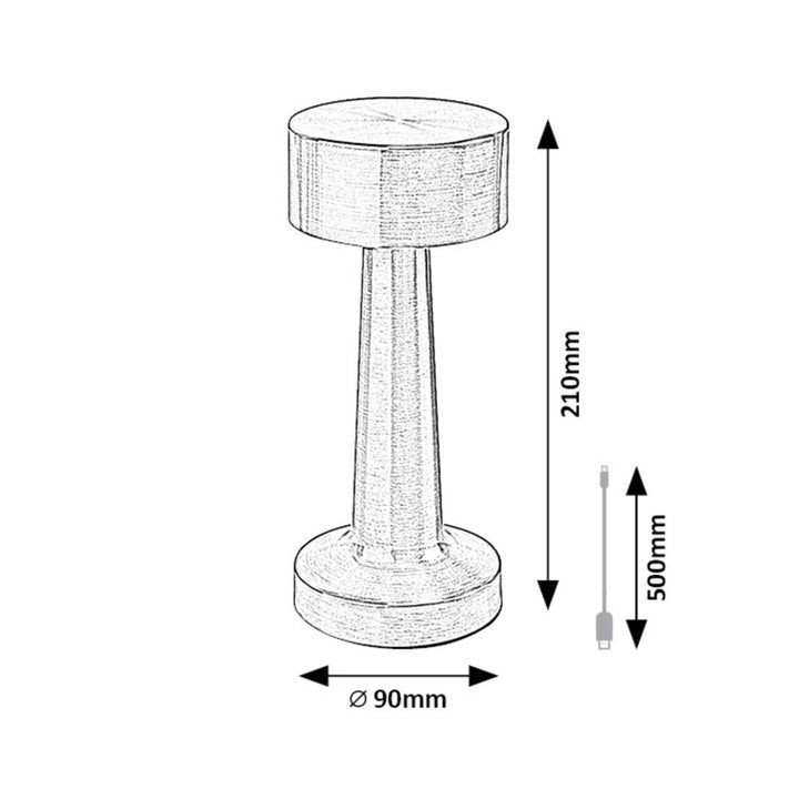 Lampada da tavolo Rabalux, 2,7W LED, 40lm, batteria 1200mAh, Senan