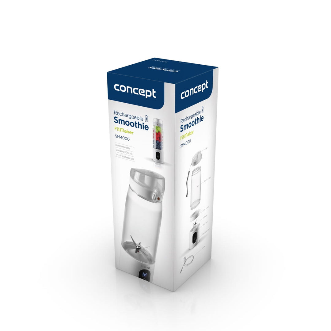 Frullatore personale Concept, 600 ml, batteria ricaricabile agli ioni di litio, bianco, FitMaker SM4000