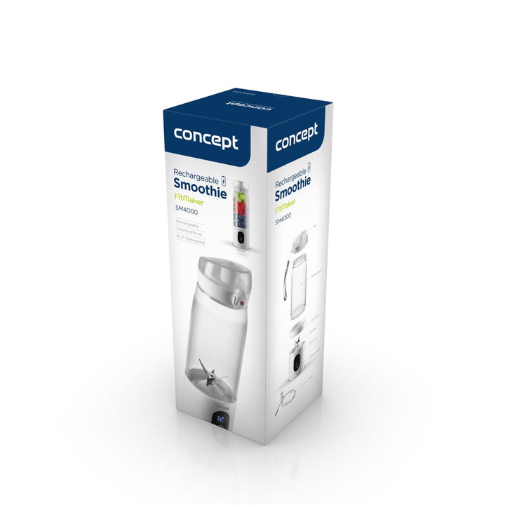 Frullatore personale Concept, 600 ml, batteria ricaricabile agli ioni di litio, bianco, FitMaker SM4000