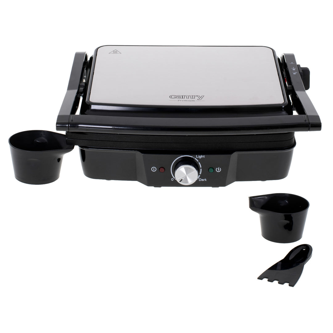 Griglia elettrica Camry, ampia superficie 28x23 cm, regolazione della temperatura, potenza massima 2500 W, CR 3053