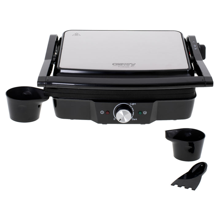 Griglia elettrica Camry, ampia superficie 28x23 cm, regolazione della temperatura, potenza massima 2500 W, CR 3053